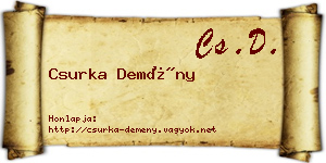 Csurka Demény névjegykártya